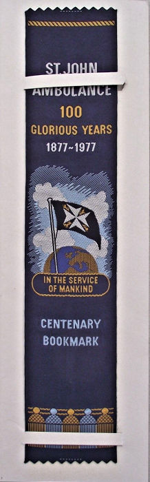 Cash's bookmark with words celebrating the St. John Ambulance
