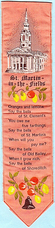 J & J Cash woven bookmark, with title word and words of rhyme