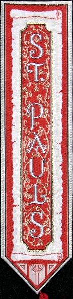 J & J Cash woven bookmark, with title words