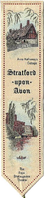 J & J Cash woven bookmark, with title words