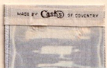 Cash's woven name on reverse top turn-over of this bookmark