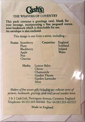 reverse printing of this card's wrapper