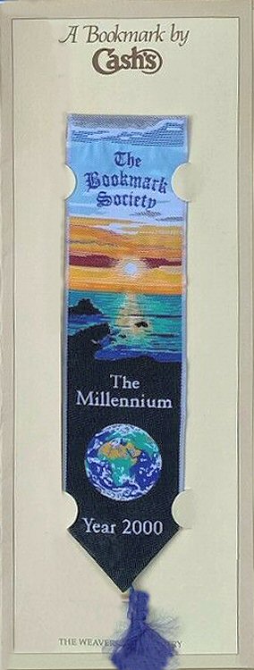 J & J Cash woven bookmark, with title words