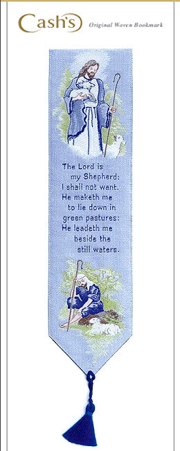 J & J Cash woven bookmark, with words of The Lord is my Shepherd hymn
