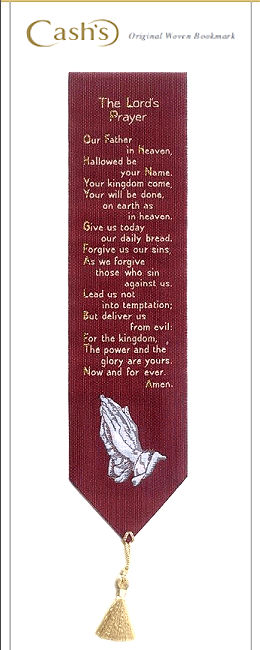 J & J Cash woven bookmark, with words of The Lord's Prayer