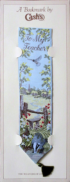 J & J Cash woven bookmark, with title words