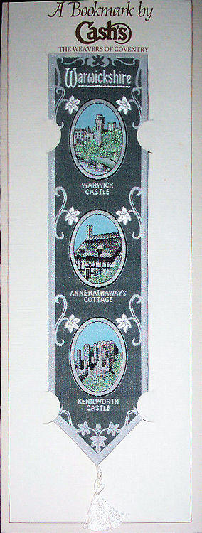 J & J Cash woven bookmark, with title words