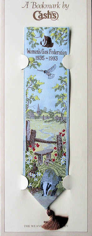 J & J Cash woven bookmark, with title words