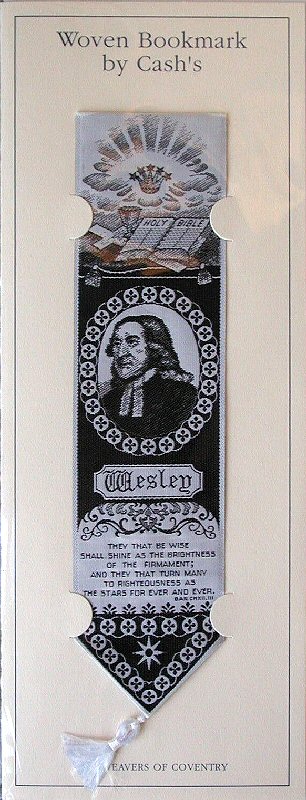 Cash's woven bookmark with woven title words and portrait image of WESLEY