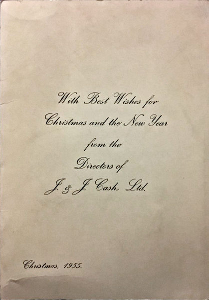 J & J Cash's 1955 own Christmas card