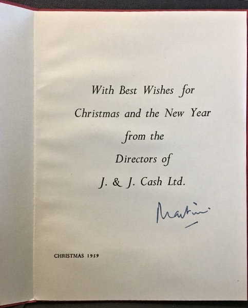 J & J Cash's 1959 own Christmas card