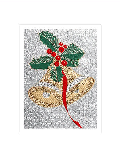 J & J Cash woven Christmas card, with no words, but titled: BELLS