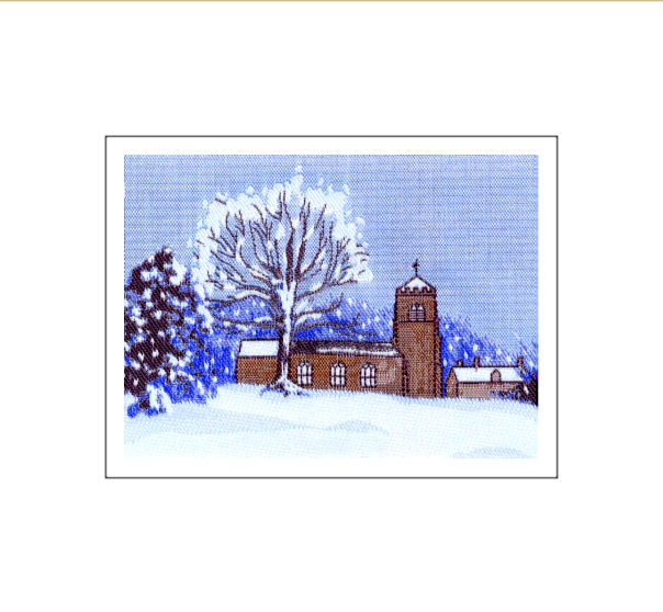 J & J Cash woven Christmas card, with no words, but titled: CHURCH