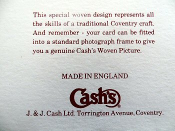 J & J Cash name printed on the back of this card