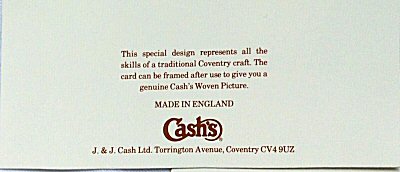 view of printed words on rear of this card