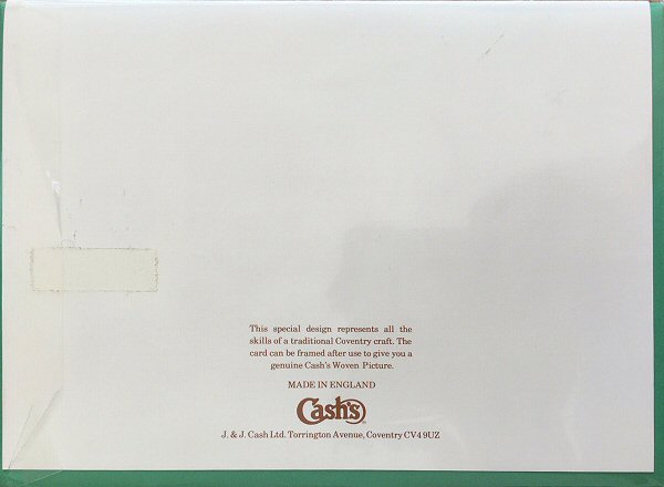 printed words on the reverse of this card, confirming it was made by J & J Cash