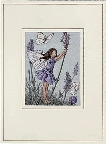 J & J Cash woven card, with no words, with image of a Lavender Flower Fairy