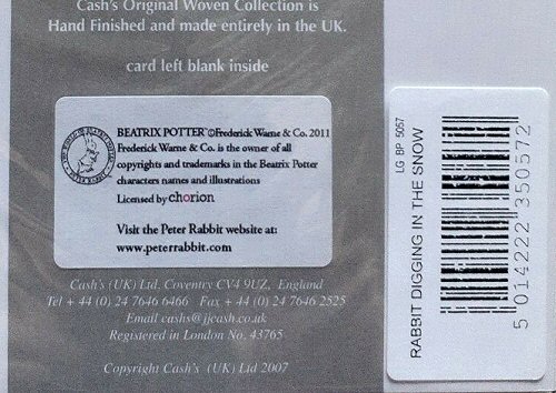 printed rear leaflet of this greetings card