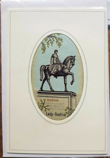 J & J Cash woven card, with title words: LADY GODIVA