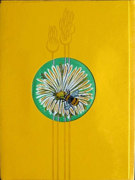 J & J Cash woven card with no words, just image of an honey bee on a flower