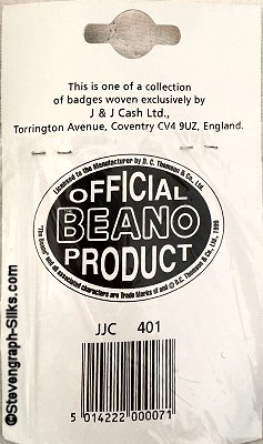 J & J Cash woven saw-on badge reverse