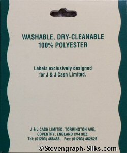 J & J Cash woven saw-on label reverse