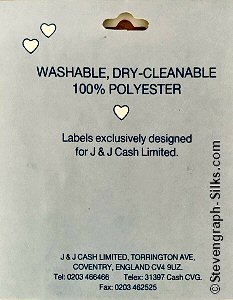 J & J Cash woven saw-on label reverse