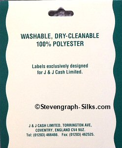 J & J Cash woven saw-on label reverse