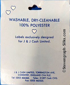 J & J Cash woven saw-on label reverse