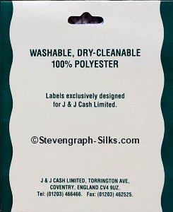 J & J Cash woven saw-on label reverse