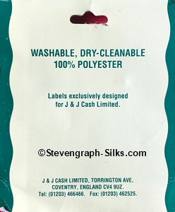 J & J Cash woven saw-on label reverse