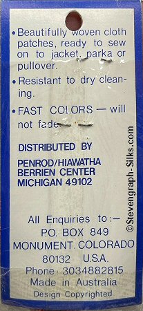 J & J Cash woven saw-on label reverse