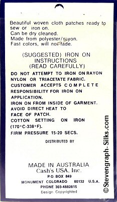 J & J Cash woven saw-on label reverse