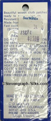 J & J Cash woven saw-on label reverse