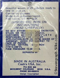 J & J Cash woven saw-on label reverse