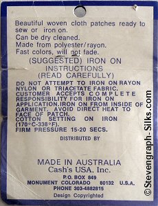 J & J Cash woven saw-on label reverse