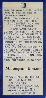 J & J Cash woven saw-on label reverse