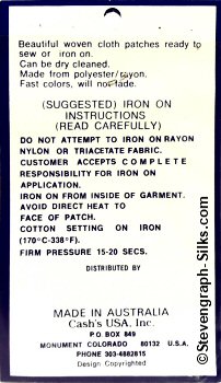 J & J Cash woven saw-on label reverse