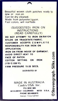 J & J Cash woven saw-on label reverse