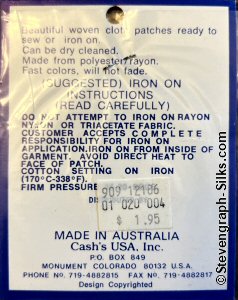 J & J Cash woven saw-on label reverse