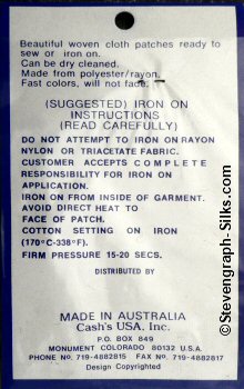 J & J Cash woven saw-on label reverse