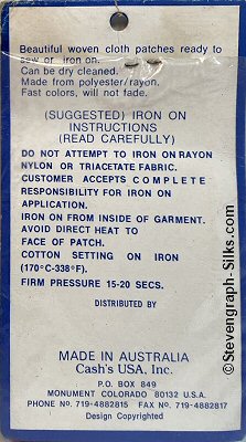 J & J Cash woven saw-on label reverse