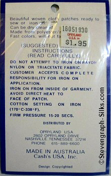 J & J Cash woven saw-on label reverse