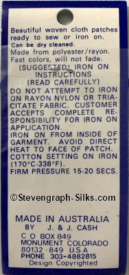 J & J Cash woven saw-on label reverse