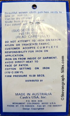 J & J Cash woven saw-on label reverse