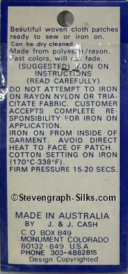 J & J Cash woven saw-on label reverse