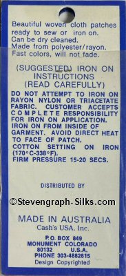 J & J Cash woven saw-on label reverse