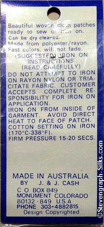 J & J Cash woven saw-on label reverse