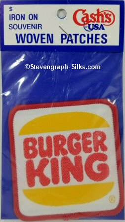 J & J Cash woven saw-on label words: Burger King