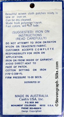 J & J Cash woven saw-on label reverse